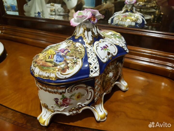 Шкатулка-ларец фарфор Limoges France Большая Антик