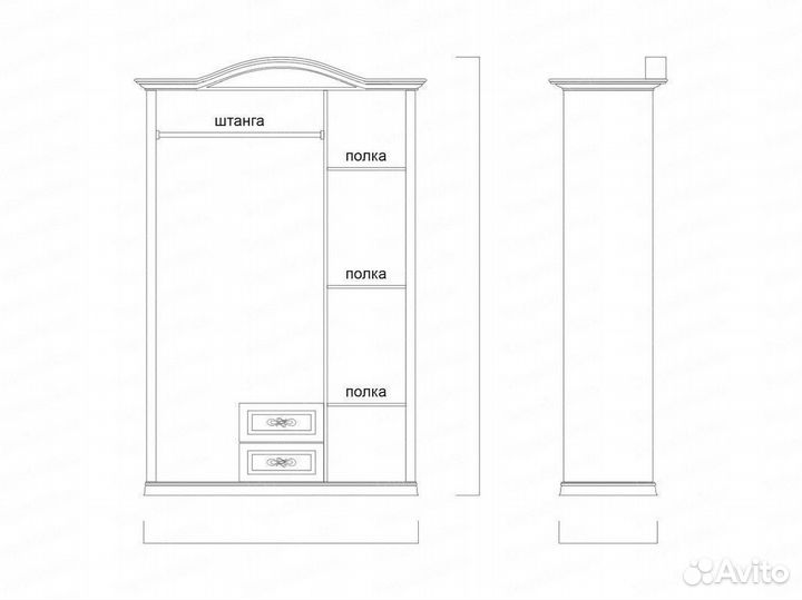 Шкаф из массива дерева для одежды Лаура 301