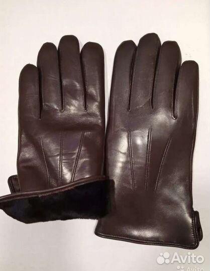 Перчатки мужские зимние из кожи и меха лукс