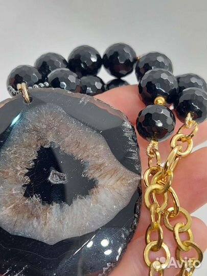 Ожерелье Черный Агат