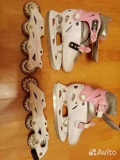 Коньки ролики 2 в 1 раздвижные р 33-36