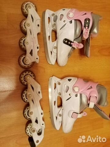 Коньки ролики 2 в 1 раздвижные р 33-36