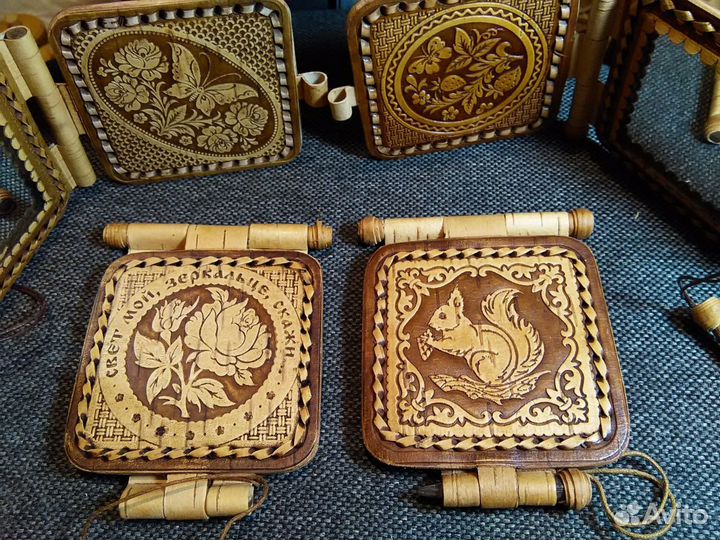 Складные прошитые Берестенные Зеркала, новые ручна