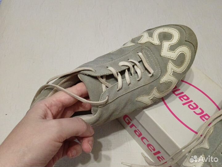 Кроссовки ретро, винтаж замшевые р. 37 женские