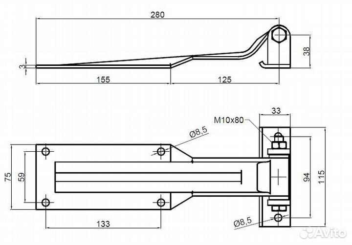 Петля воротная 280мм. 2.0045SS