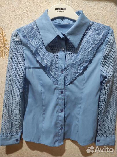 Блузка девичья синяя