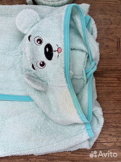 Халат LEO махровый голубой 104-110