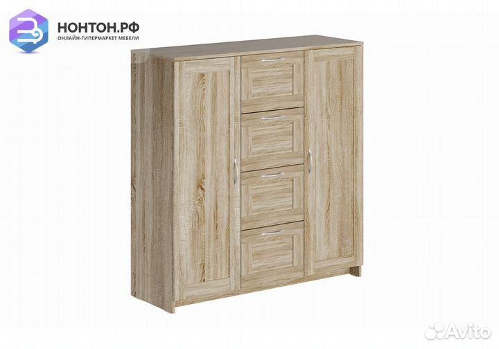 Комод с дверцами Сириус 4 ящика сонома