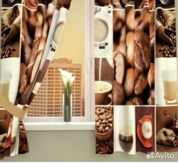 Фотошторы кухонные «Кофейная тематика»
