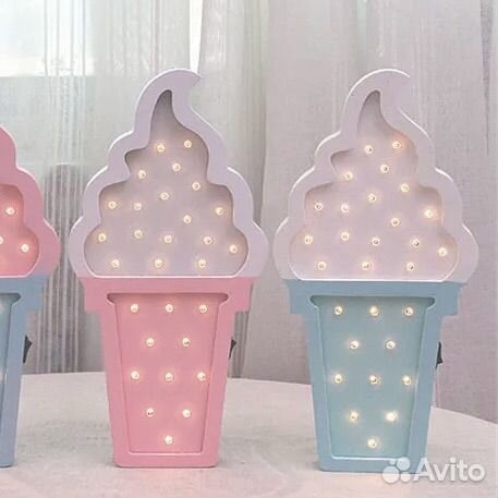 Светильник мороженое детский голубой новый