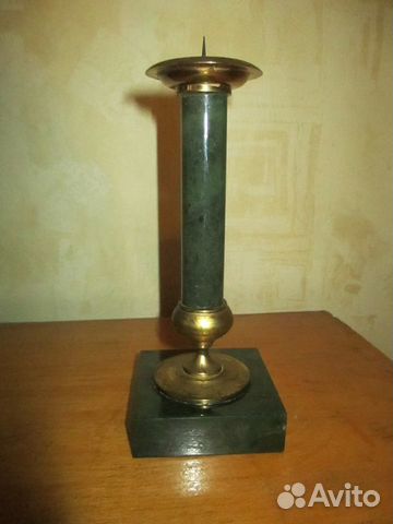 Подсвечник редкий Нефрит природный латунь СССР