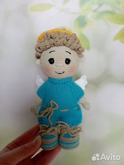 Ангел вязаная кукла 20 см,игрушка ручной работы