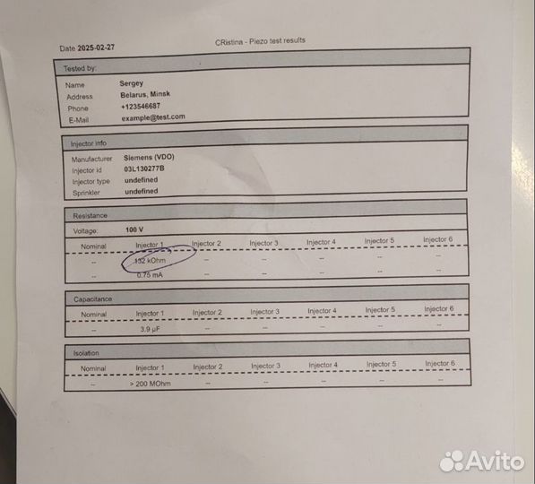 Форсунка топливная Skoda Rapid