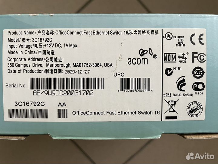 Коммутатор 3COM OfficeConnect Dual Speed Switch 16