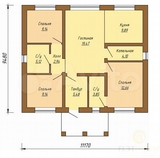 Коттедж 90 м² на участке 7,5 сот.