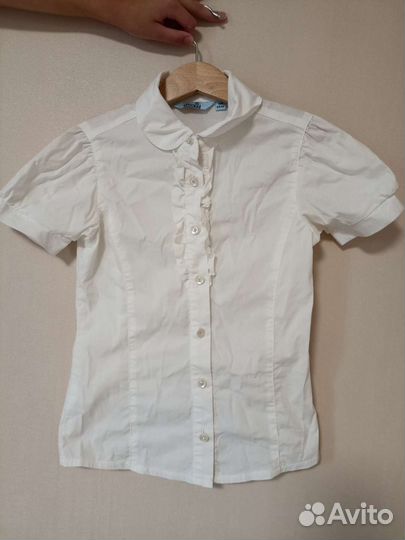 Блузка белая для девочек 128