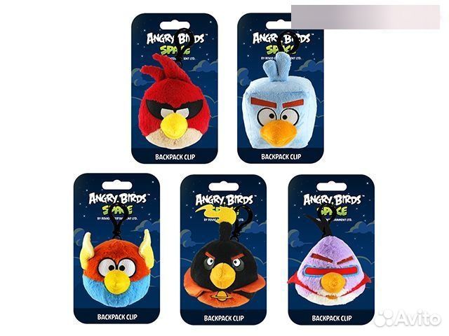 Angry Birds плюшевая игрушка-подвеска space с клип
