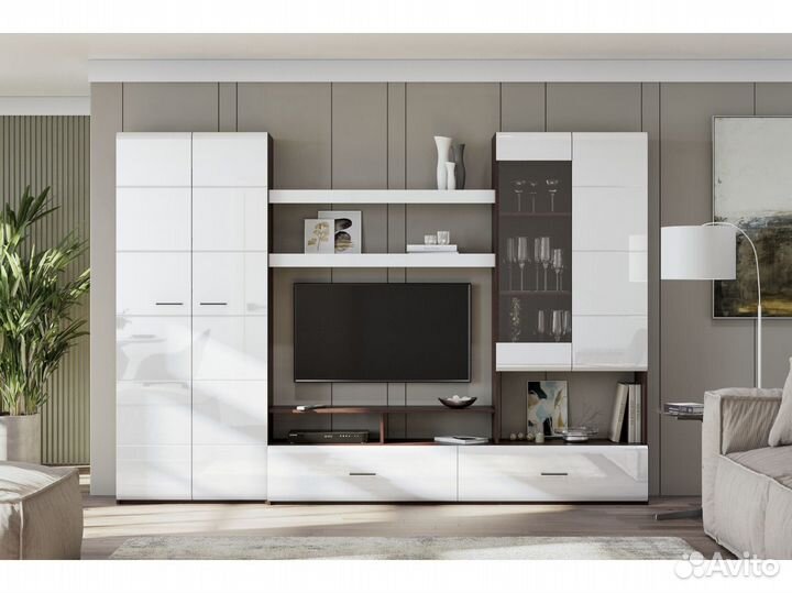 Гостиная мгс-7 Дуб Венге/Белый глянец