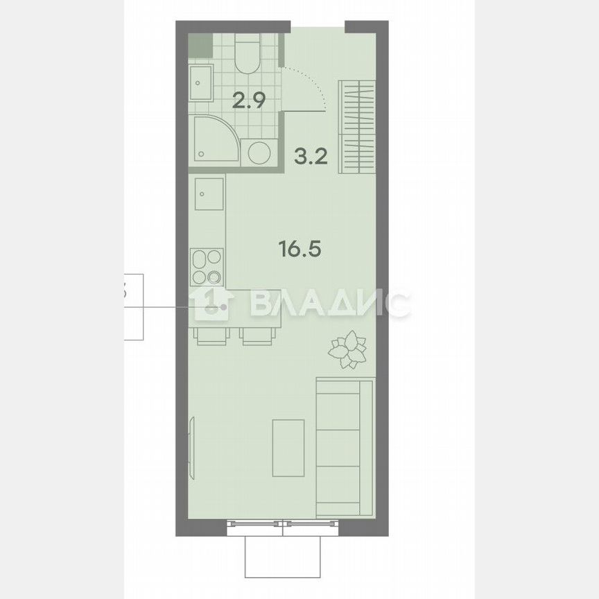 Квартира-студия, 22,6 м², 12/25 эт.