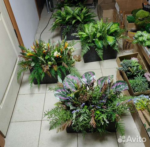 Декор растения real touch в кашпо арт122, от