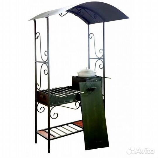 Мангал с печью под казан и крышей