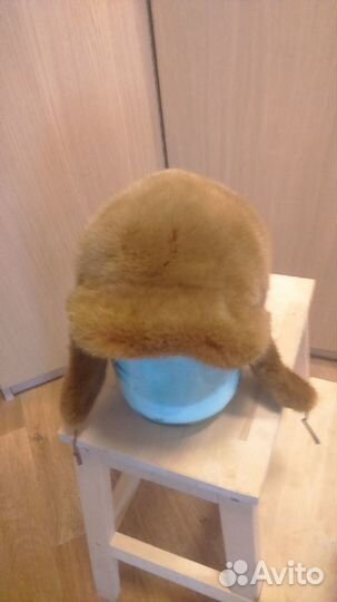 Шапка меховая норковая горчичного цвета. Р. 56-58