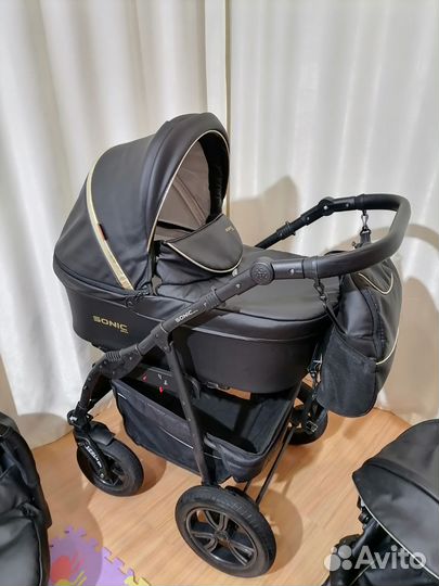 Коляска 3 в 1 Verdi Sonic plus/чёрная эко кожа