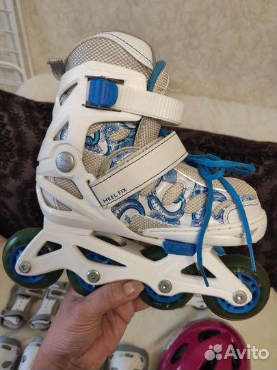 Роликовые коньки детские раздвижные с защитой