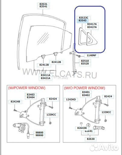 Стекло боковое заднее правое Hyundai Accent LC