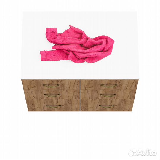 Две приставных тумбы Мебельный двор Лидер-8 с 3 ящиками каждая белый/крафт золото, 80х50х75 см