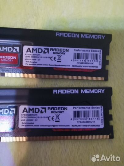 Модуль памяти AMD DDR4 8GB 2x4GB 2666MHz Radeon R7