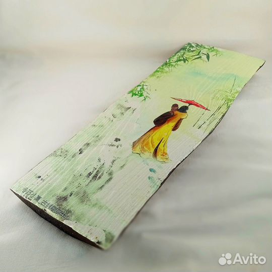 Японская картина. Путник. Картина на дереве