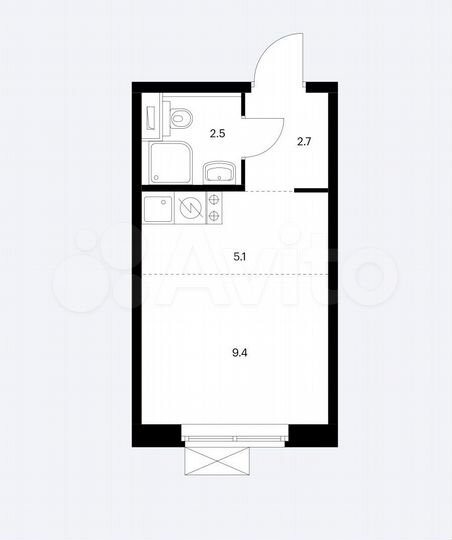 Квартира-студия, 19,7 м², 17/25 эт.