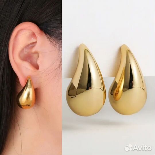 Серьги капли крупные