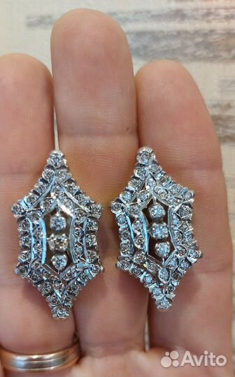 Серьги+кольцо 750 проба с бриллиантами