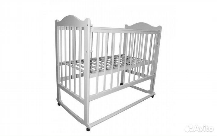 Кроватка Мой малыш-4 (колесо),белая
