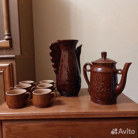 Набор чайный, обливная керамика, СССР