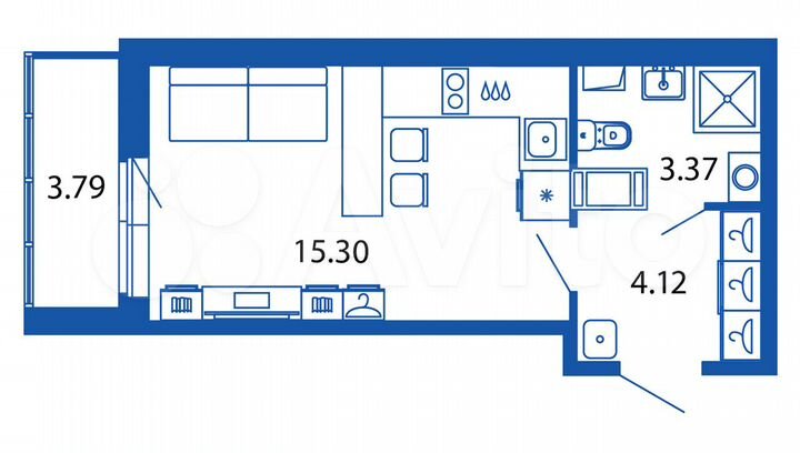 Квартира-студия, 24,7 м², 10/12 эт.