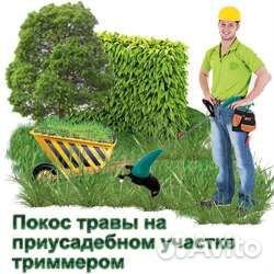 Покос травы триммером