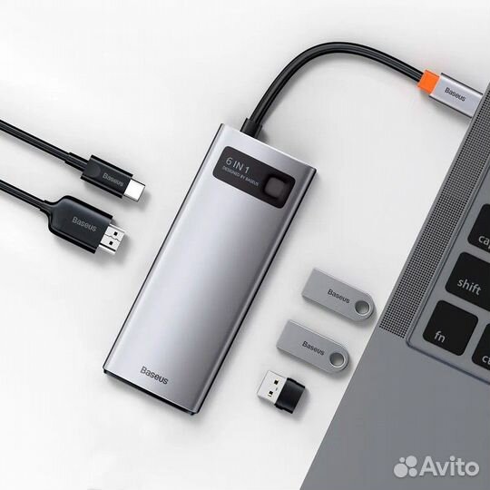 Хаб Baseus Metal Gleam Series 6-in-1 Multifunction
