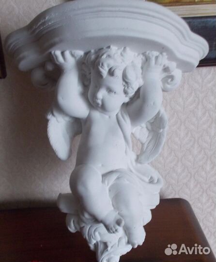 Ангел, винтажная консоль, Италия, гипс