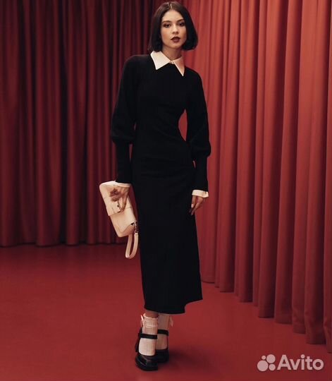 Трикотажное платье миди с завязками на спине