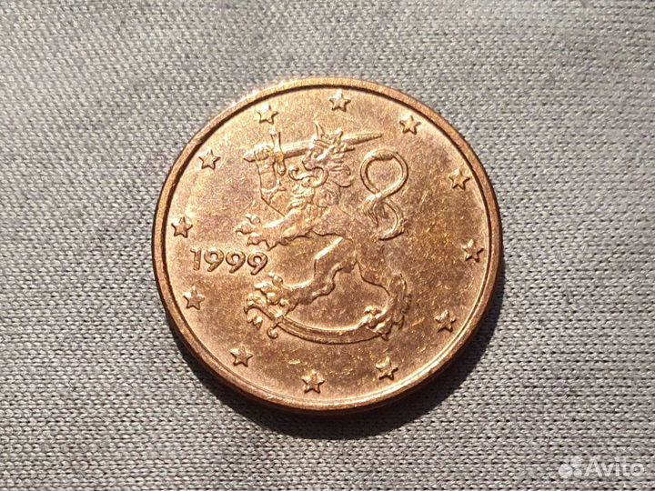 Монета 1 евроцент 1999 г. Финляндия