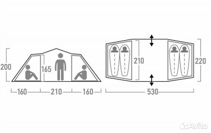 Палатка туристическая Outventure Twin Sky 4 новая
