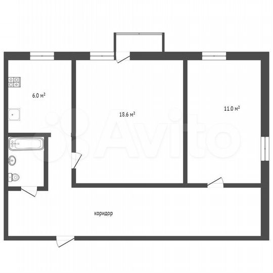 2-к. квартира, 42,8 м², 5/5 эт.
