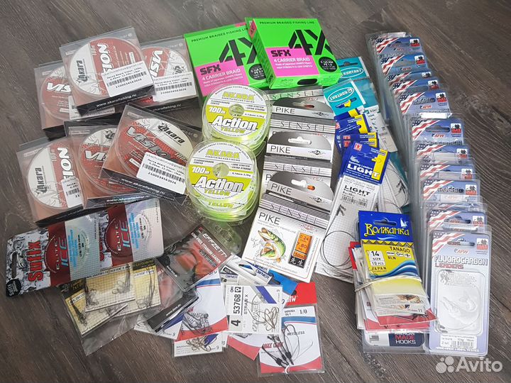 Поводки, леска, крючки