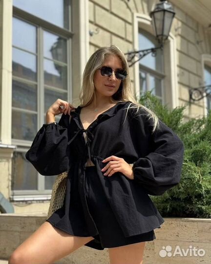 Льняной костюм женский двойка