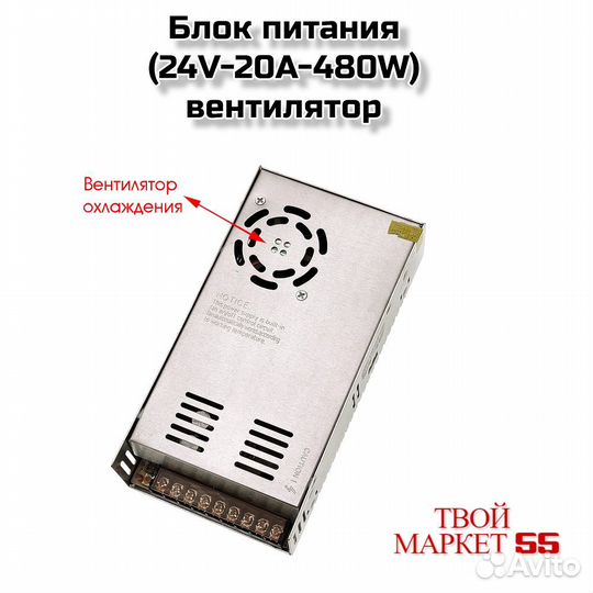Блок питания (24V-20A-480W)вентилятор (B104)