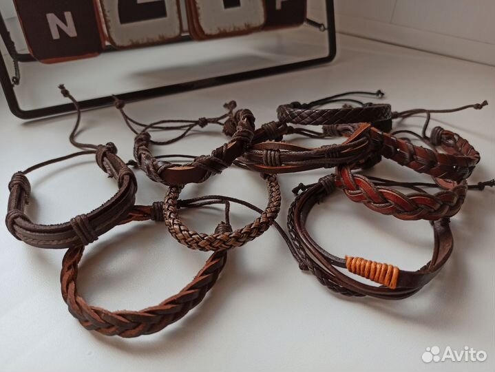 Браслеты мужские кожаные новые