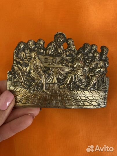 Старинная накладка 19 века Тайное вечере